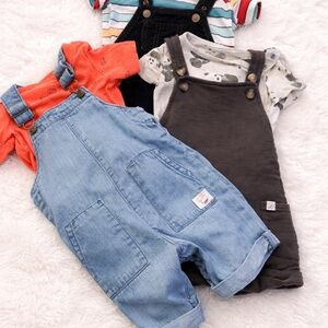 Kids Denim and Gray Overalls Set